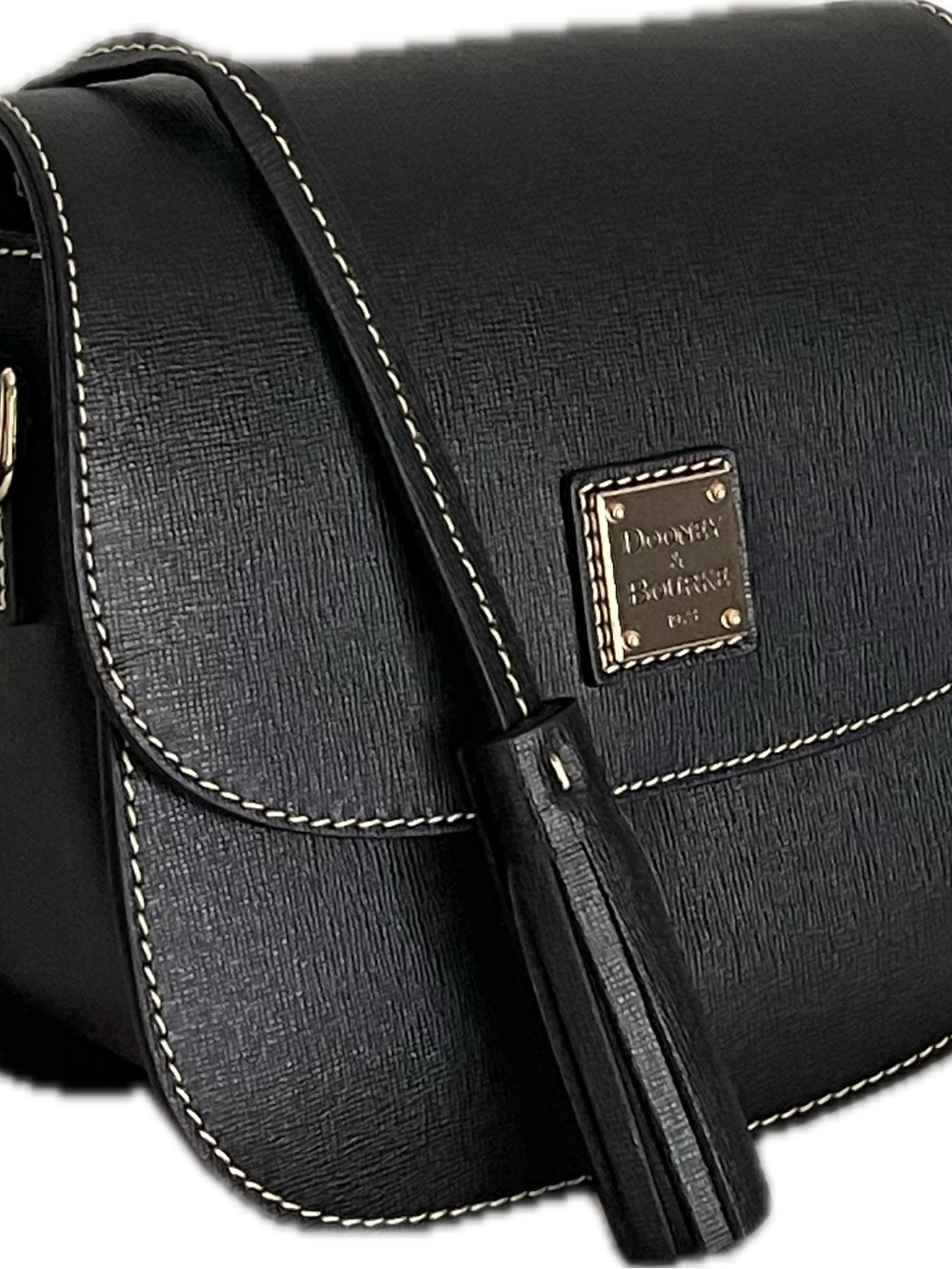 Dooney & Bourke Italian Cowhide Crosshatch Leather Saddle Bag